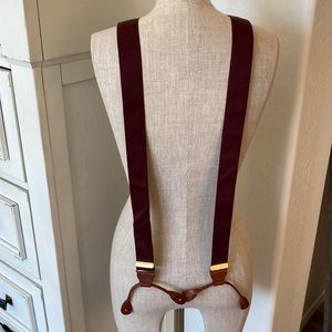 Braces suspenders burgundy solid brass leather